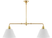Taklampe - Spillebordlampe messing med ornamenter, hvit skjerm thumbnail image
