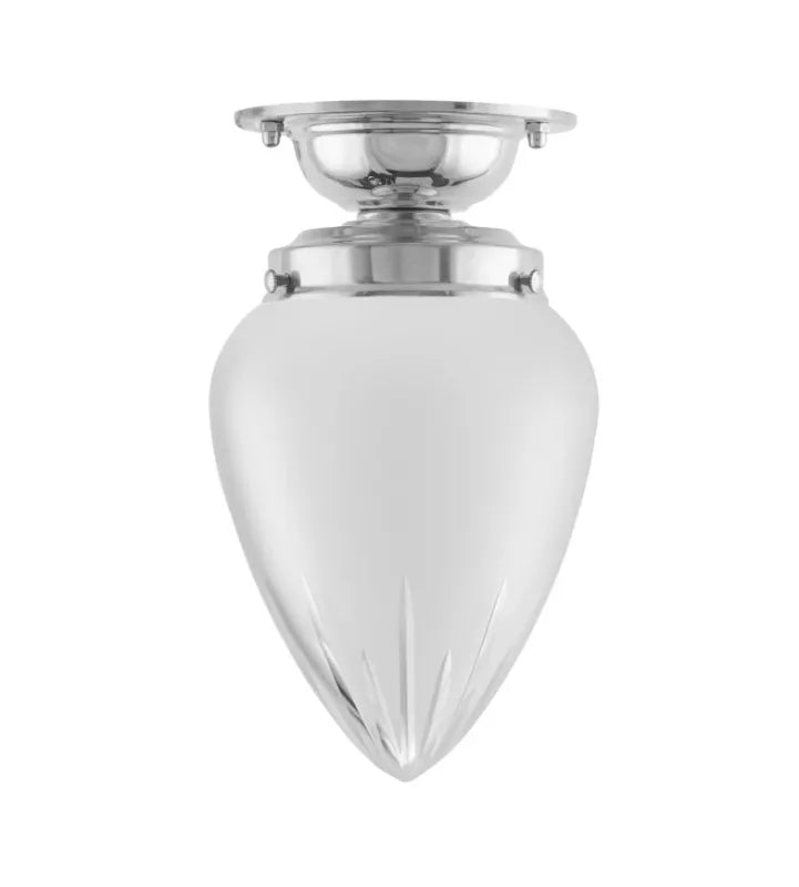 Bathroom Ceiling Light - Lundkvist 80 - Nickel, Frosted Drop Shade image