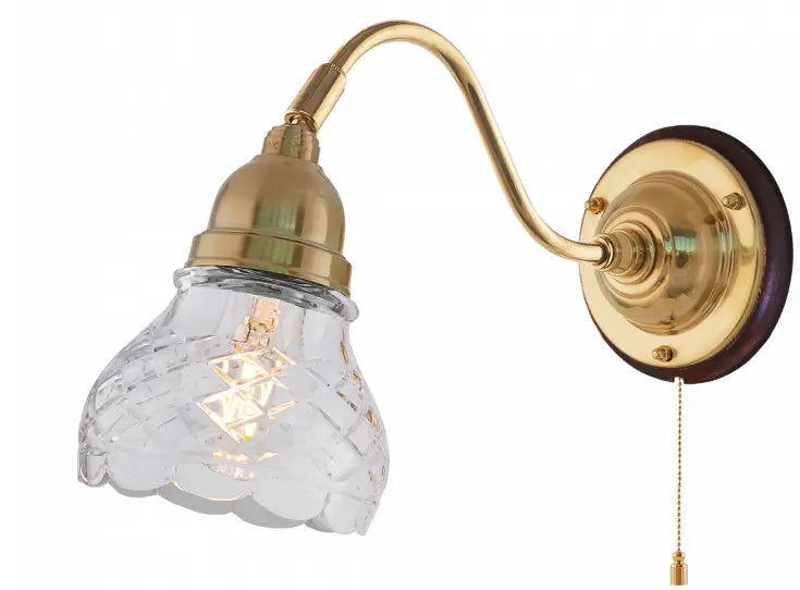 Væglampe - Runeberg messing slebet, klart glas image