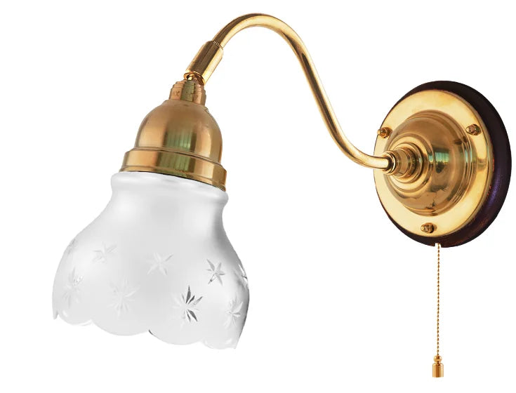 Væglampe - Runeberg messing slebet, mat glas image