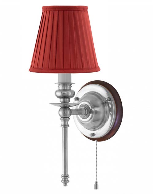 Wall Light - Ribbing - Nickel-plated Brass, Red Shade image