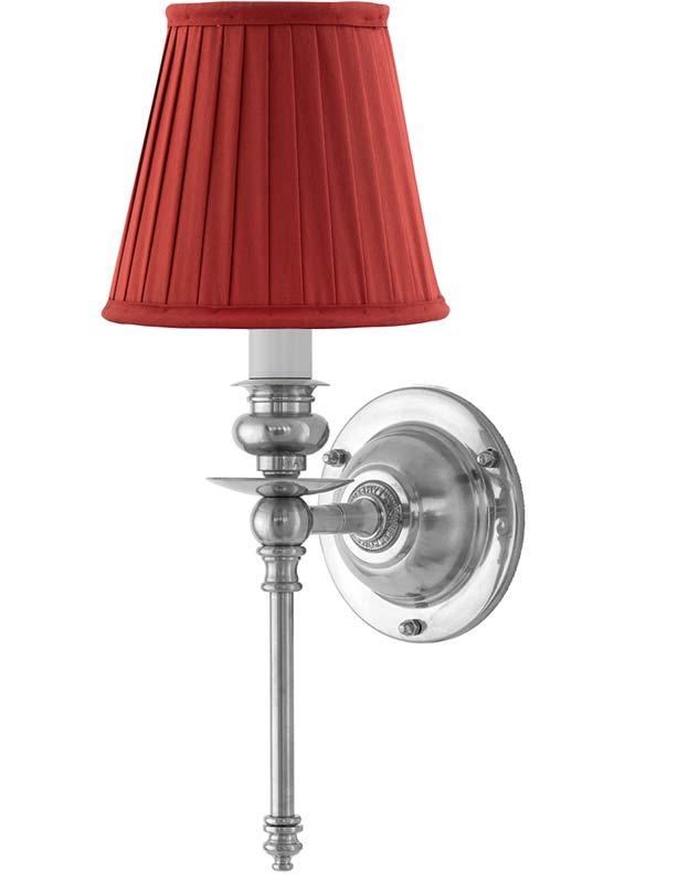 Wall Light - Ribbing - Nickel-plated Brass, Red Shade image