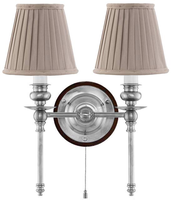 Vägglampa - Wivallius nickel, beige tygskärm image