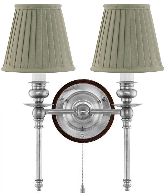 Vegglampe - Wivallius nikkel olivengrønn tekstilskjerm image