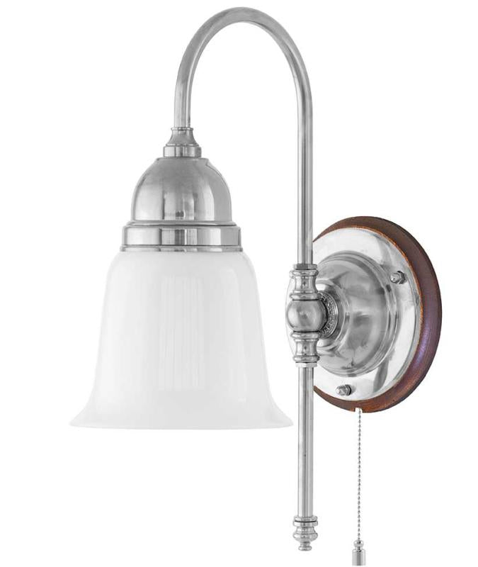 Wall Light - Ahlström- Nickel-Plated with White Glass Shade image
