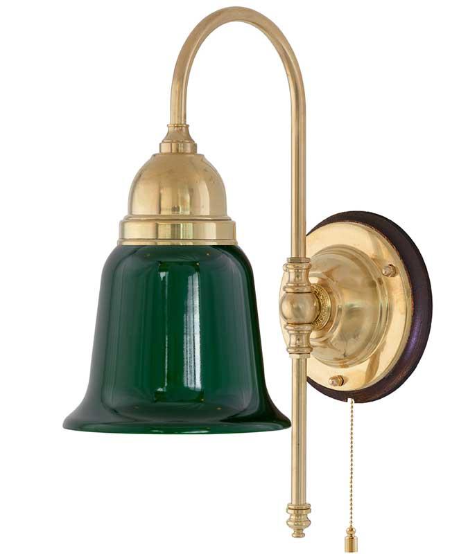 Wall Light - Ahlström - Brass with Green Bell Shade image