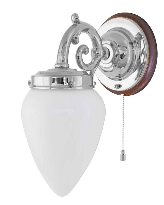 Wall light - Topelius, nickel-plated with white drop shade image