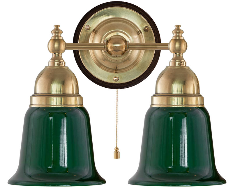 Wall Light - Bergman - Brass, Green Bell Shades image