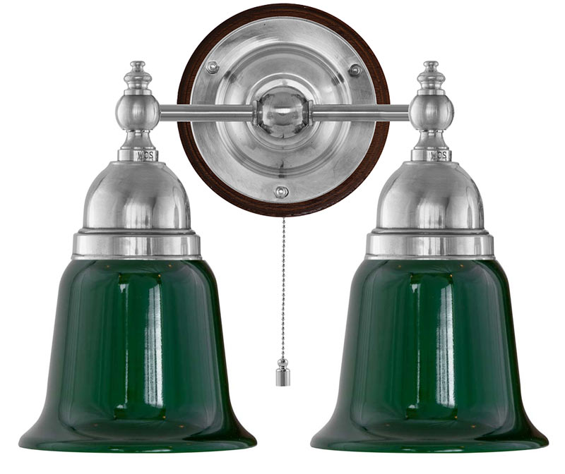 Wall Light - Bergman - Nickel, Green Bell Shades image