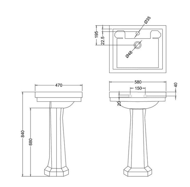 Servant- Burlington Clean 58 cm med søyle image