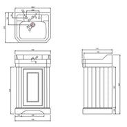 Bathroom vanity - 56 cm (22.0 in.) porcelain/doors grey thumbnail image