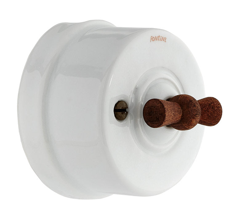 Afbryder - Trappeafbryder hvid porcelæns trævrider image