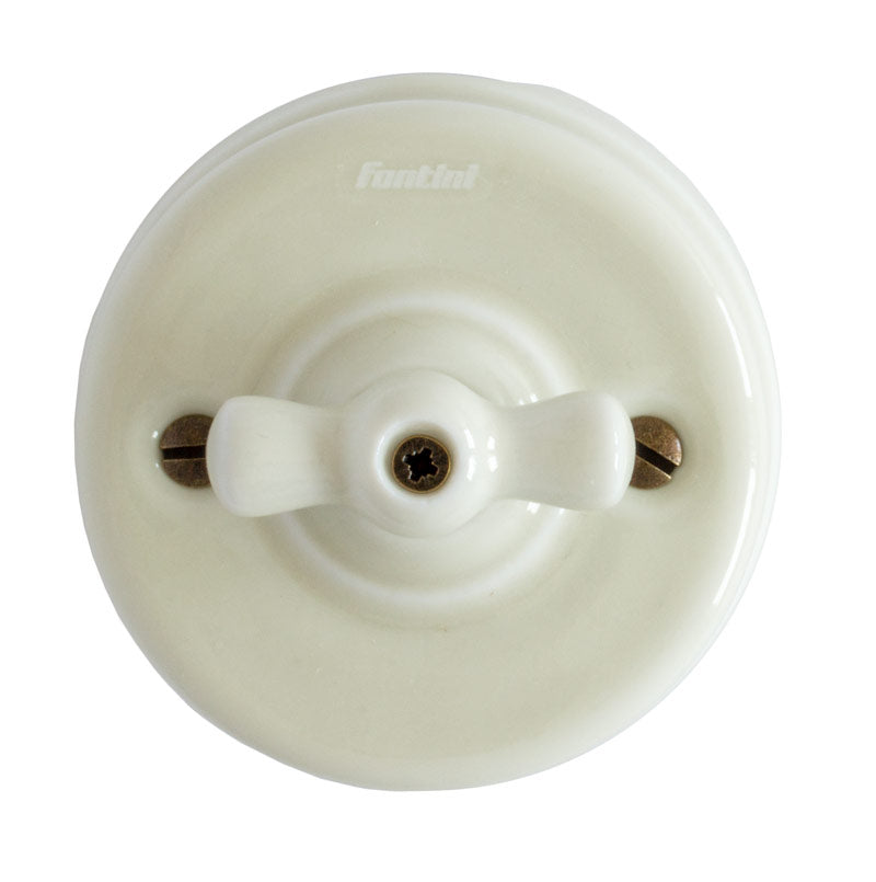 Strømbryter - Gulhvit porselen (trapp/ut/vri) image