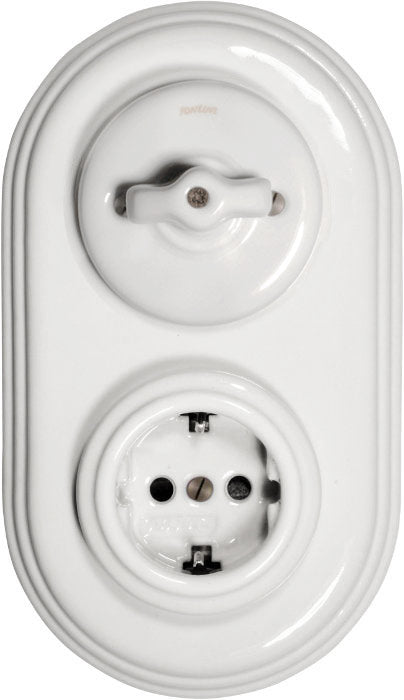 Outlet & Rotary Light Switch - White porcelain image