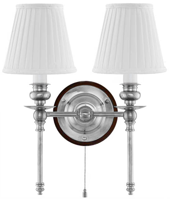 Vägglampa - Wivallius nickel, vit tygskärm image