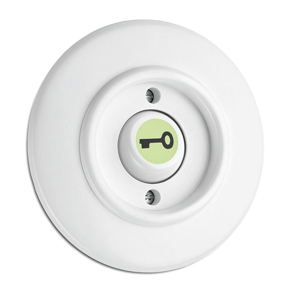 Round Duroplast Light Switch - Glow-in-the-Dark Rocker Button with Key Symbol image