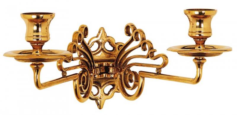 Two-armed wall sconce - Art Nouveau, brass image