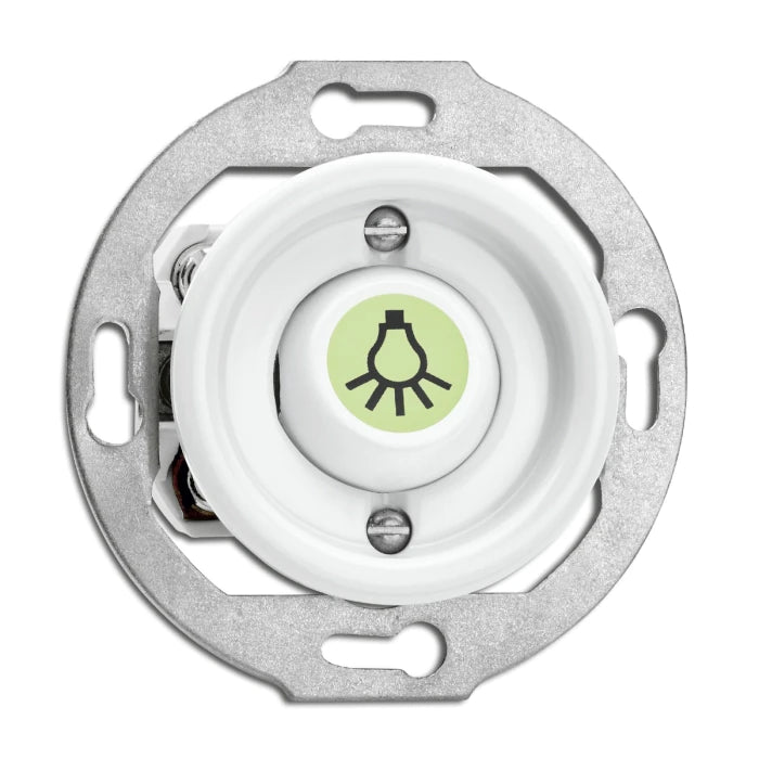 Light Switch round porcelain insert - Rocker glow-in-the-dark button lamp
