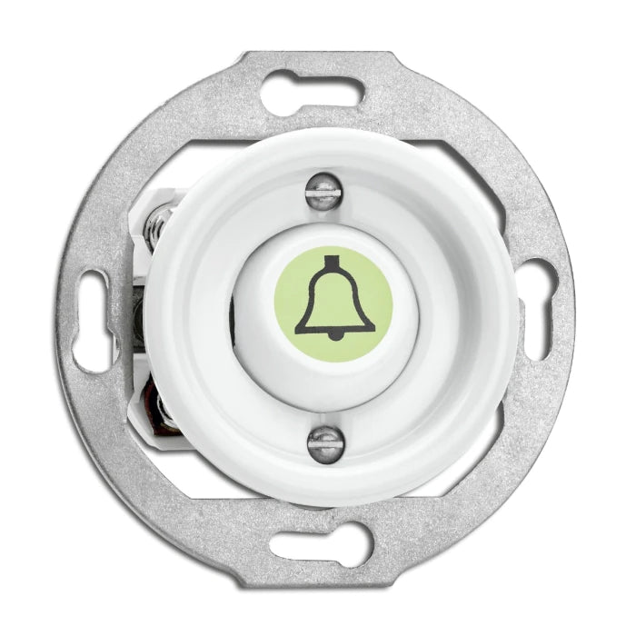 Schakelaar inzetstuk wit porselein - Signaalknop bel zelfverlichtend