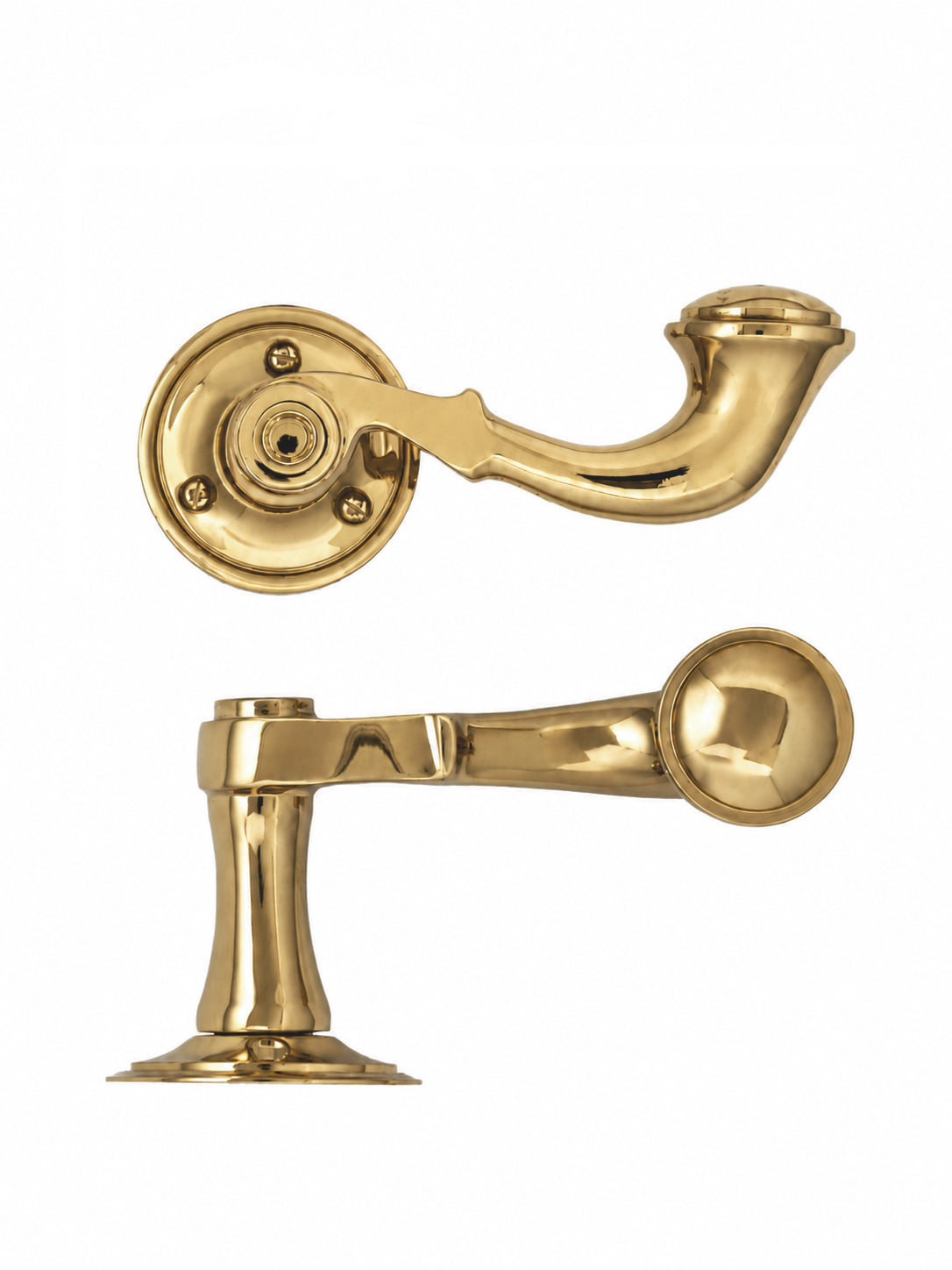 Door Handle - Classic Post Horn Brass image