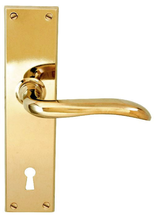 Door Handle - Låsbolaget Long Plate - Brass