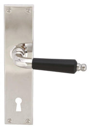 Door Handle - Long Plate with Wooden Grip - Nickel thumbnail image
