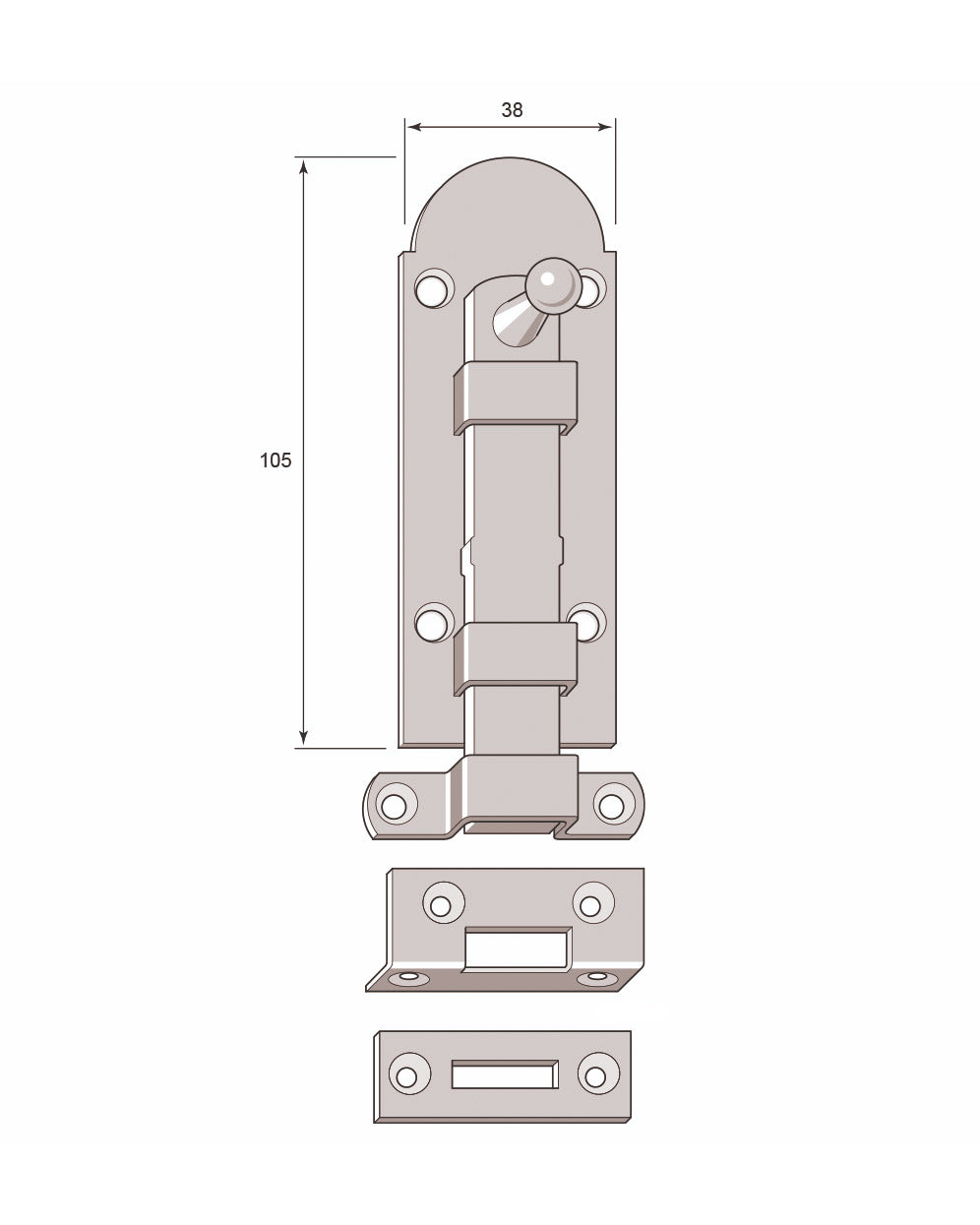 Slide latch - Aug. Stenman 612 with tin plate, steel 105 mm image