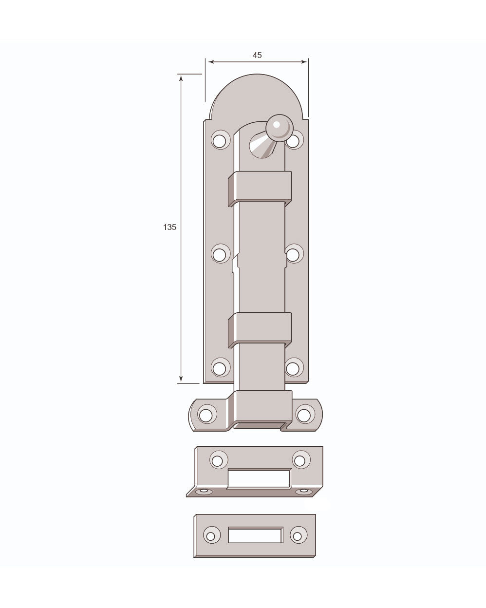 Slide latch - Aug. Stenman 612 with tin plate, Steel 135 mm image