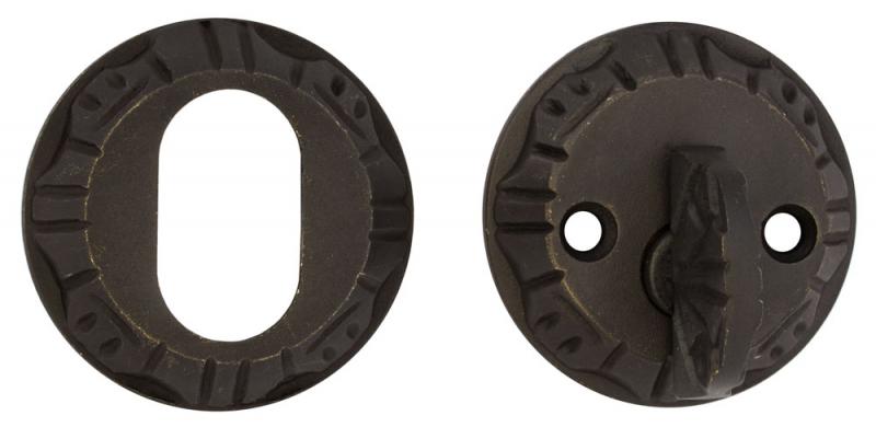 Door lock cover plates - Nationalromantik 57 mm antique