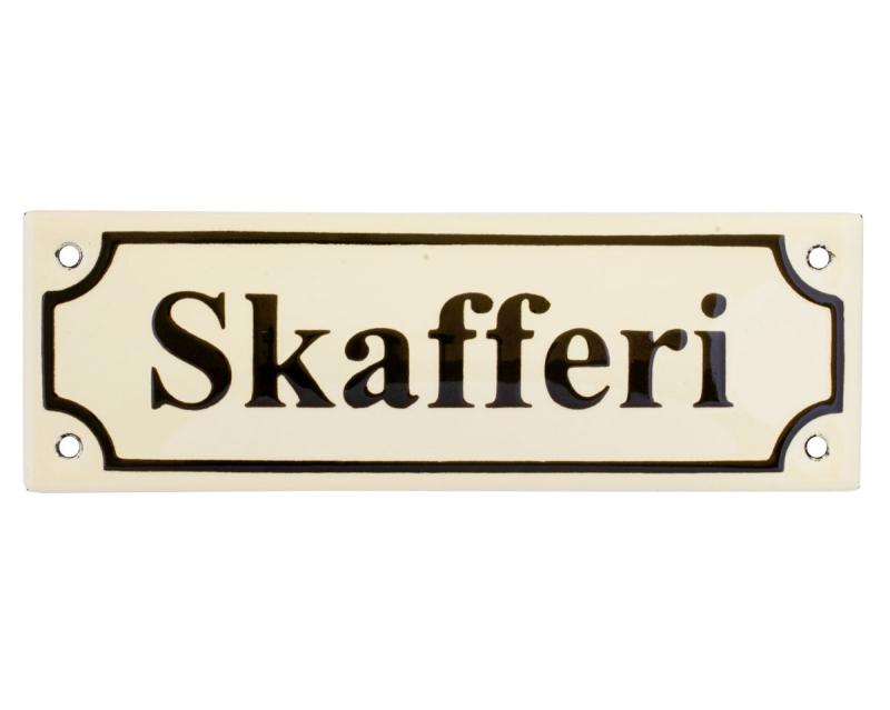 Enamel Door Sign - Skafferi White/Black