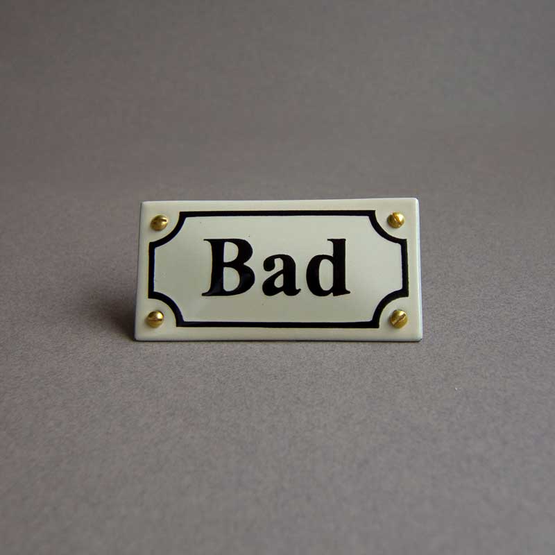 Enamel Door Sign - Bathroom White/Black image
