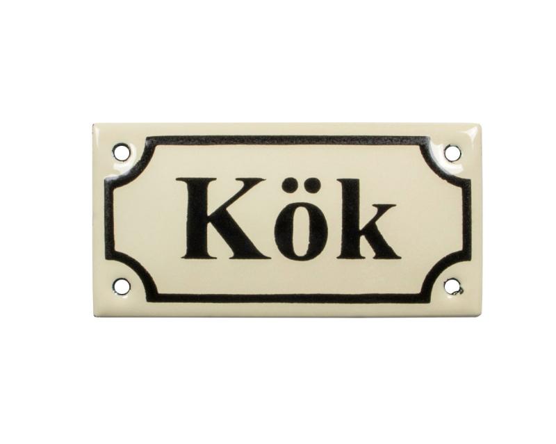 Emaljskylt - Kök vit/svart image
