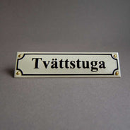 Emaljeskilt - Tvättstuga (Vaskerum) hvid/sort thumbnail image