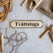Emaljeskilt - Tvättstuga (Vaskerum) hvid/sort thumbnail image