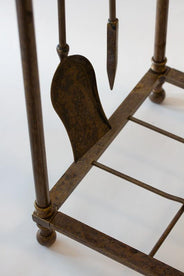 Log Rack with Fireplace Tools - Antique Brass thumbnail image