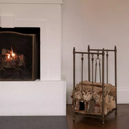 Log Rack with Fireplace Tools - Antique Brass thumbnail image