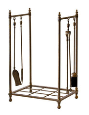 Log Rack with Fireplace Tools - Antique Brass thumbnail image