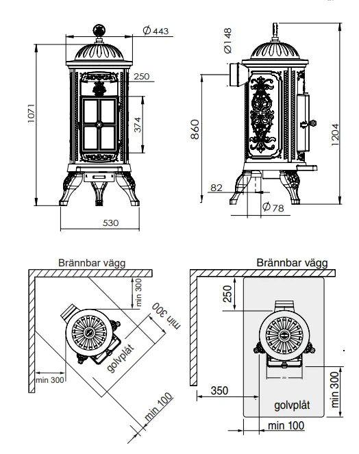 Støpejernsovn - Westbo Carl 120 Ovn image