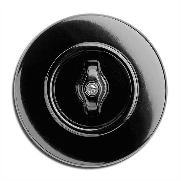 Round rotary multi-circuit switch in black Bakelite – Sekelskifte