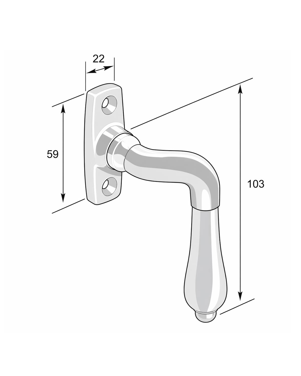 Poignée espagnole - Goutte incurvée nickel image
