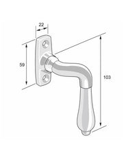 Espagnolette handle - Drop bent brass thumbnail image
