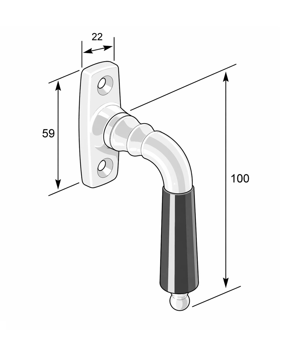 Treibstangengriff – Låsbolaget, gerade, Messing image
