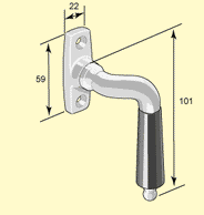 Espagnolette handle - Låsbolaget bent brass thumbnail image
