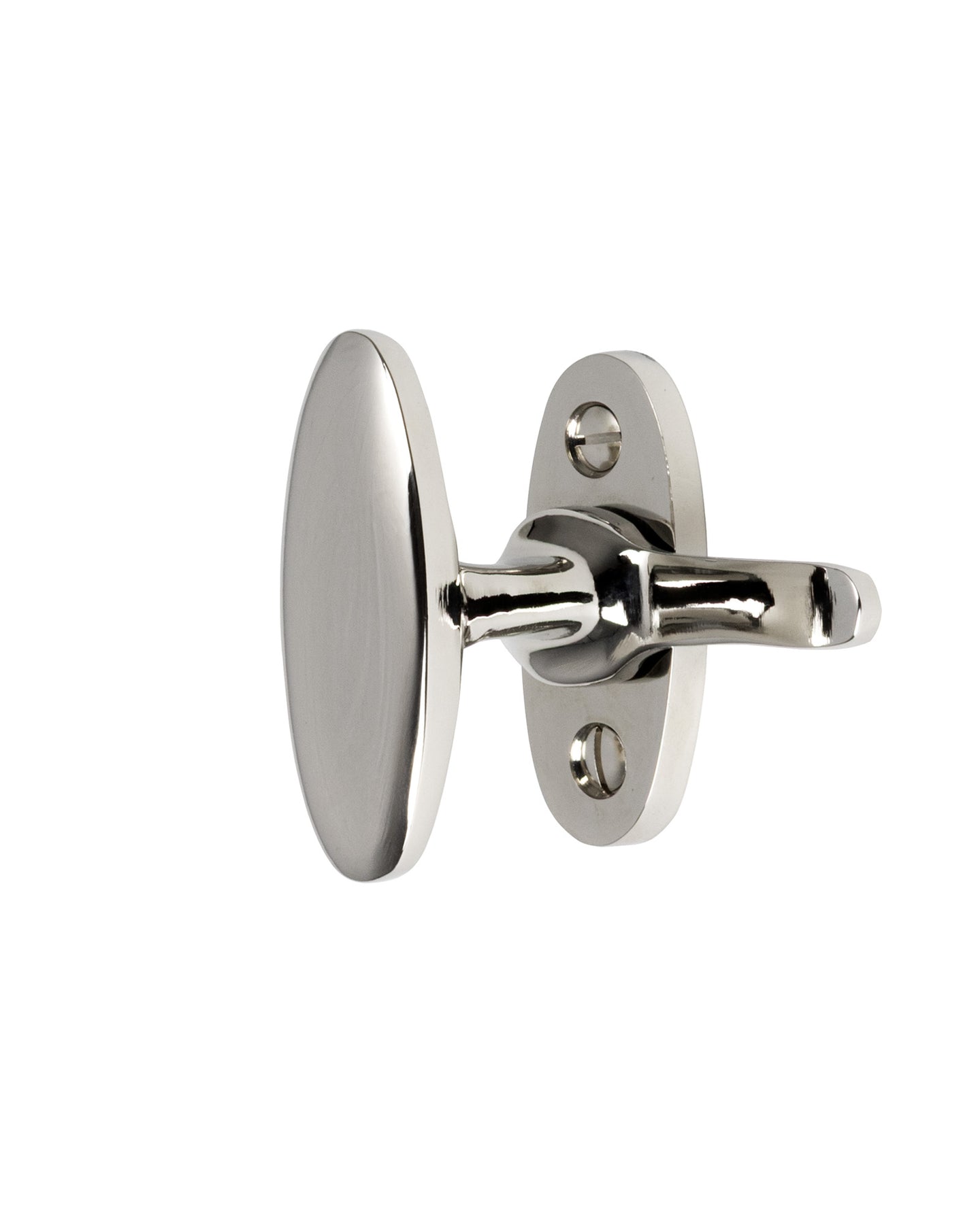 Window Latch / Cabinet Latch – Oval Nickel