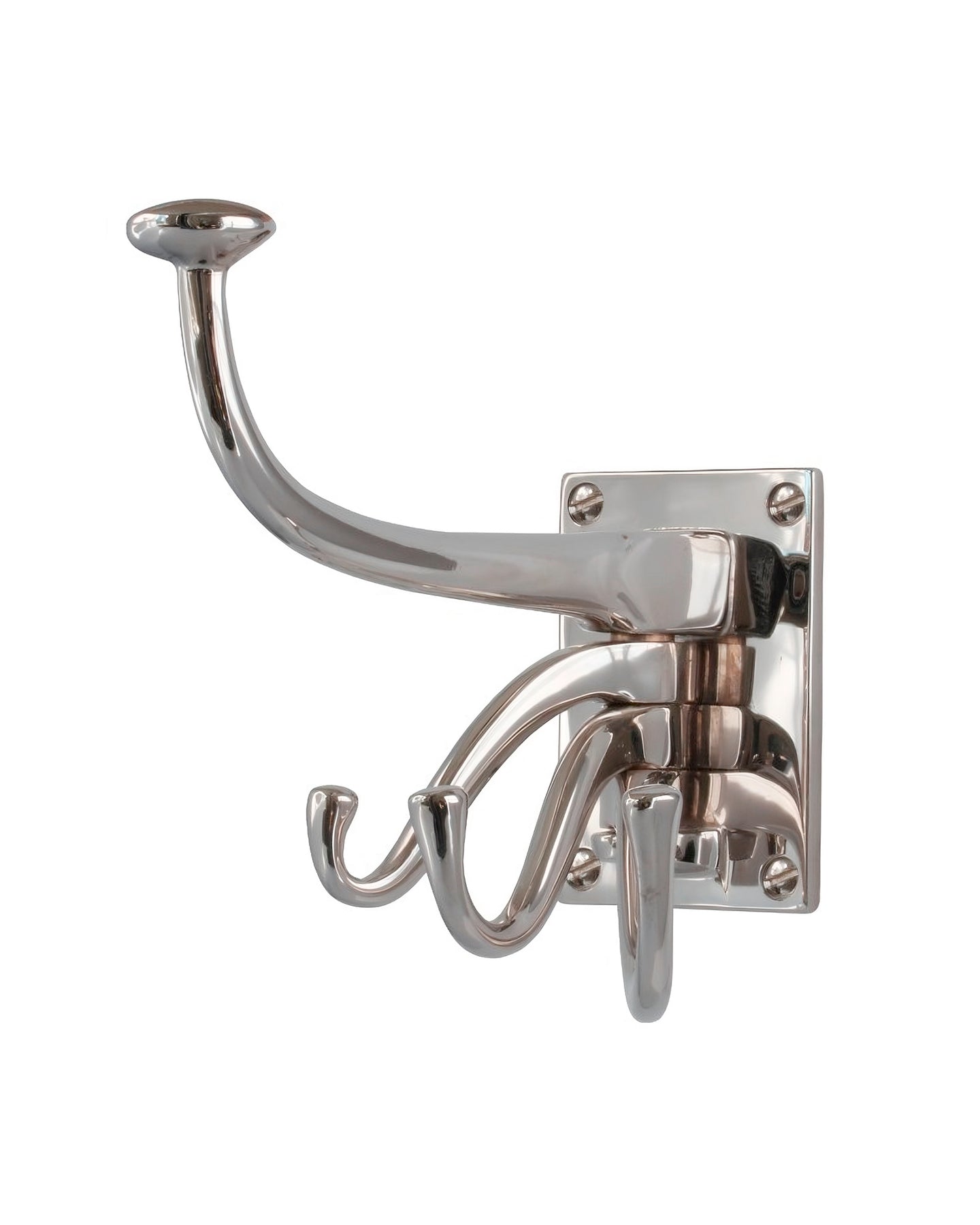Coat hook - 4-arm swivel hanger nickel
