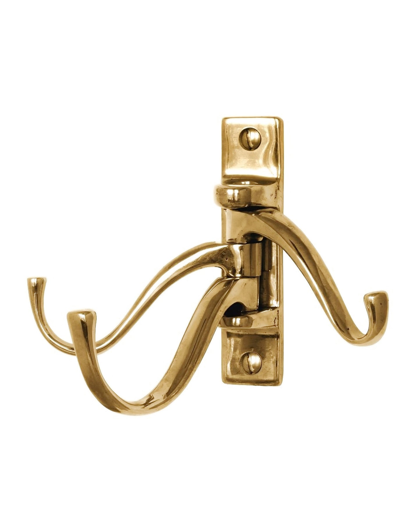 Coat hook - 3-arm swivel hanger brass