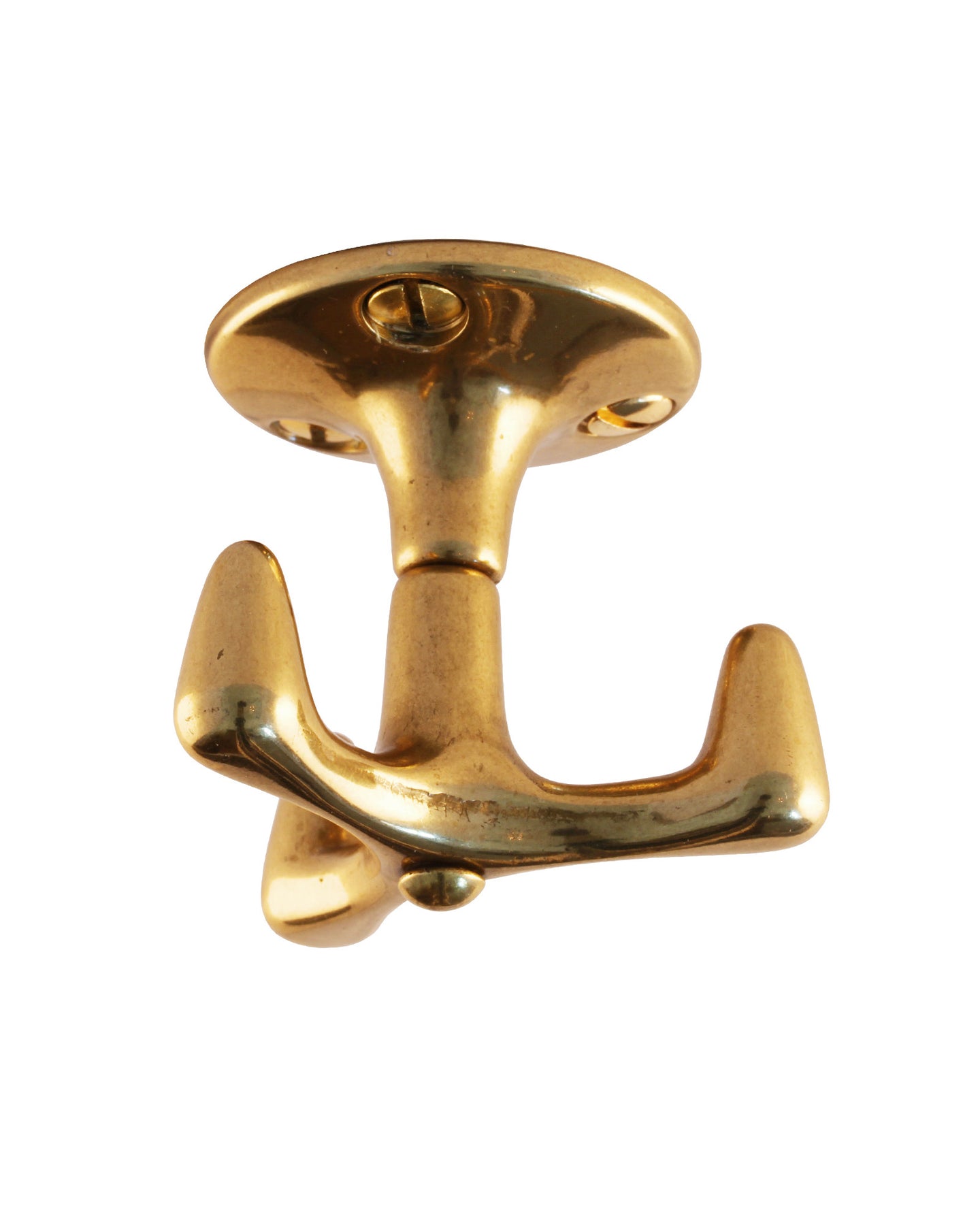 Coat Hook - 3-armed swivel hook brass