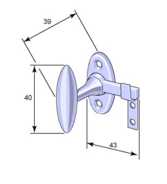 Schrank- und Fensterriegel, Låsbolaget 676, Messing image