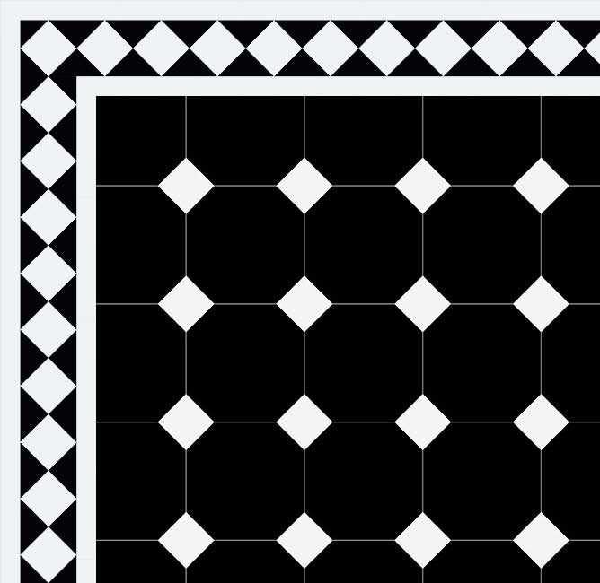 Oktagonklinker - 15x15 cm Svart/Vit - Winckelmans Granitklinker image