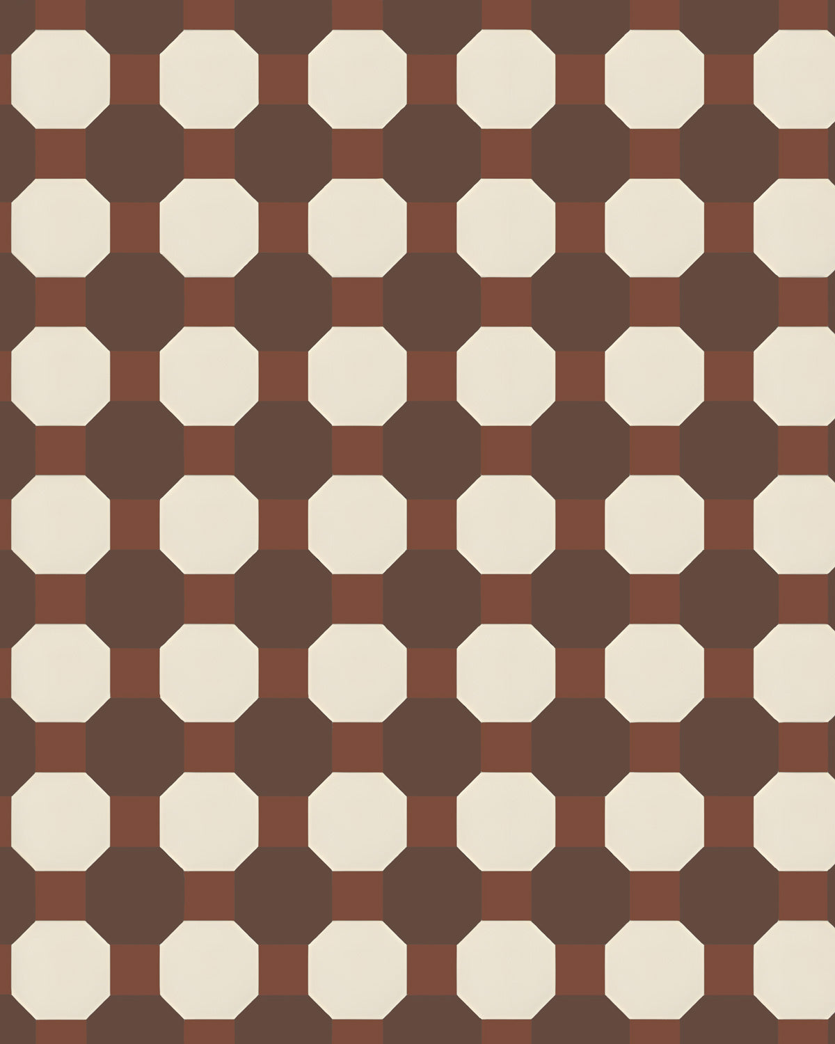 Tile – Cotswolds Octagon  10x10 cm Chocolate/Cream/Red